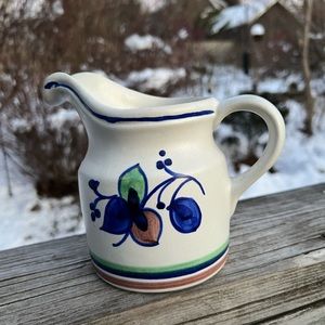 Vintage Made For Casafina Rijos Portugal Pottery Pitcher/Creamer 5.5” Height